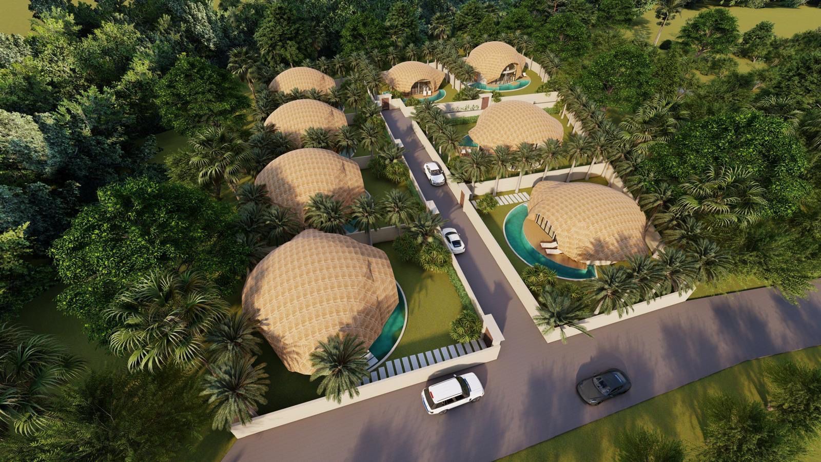 Bahagia Villas: Aerial overview of buildings and grounds